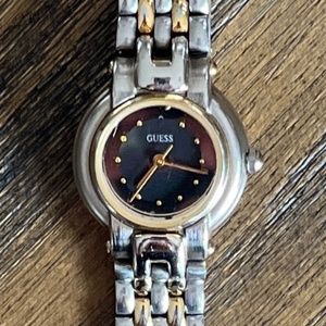 Women's GUESS Vintage early 1990’s Two Tone Quartz Watch Analog Black Face